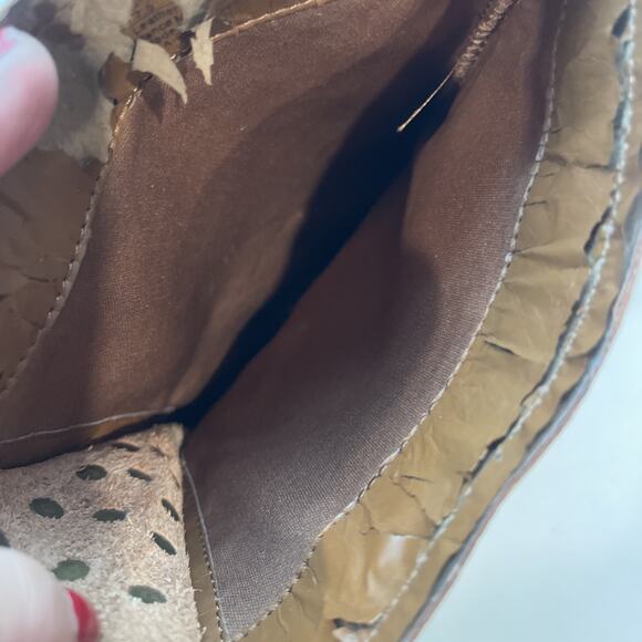 Franco Sarto Sz 8.5 M Privy Brown Leather Moto Boots Pull On Spikes Buckles FLAW - Picture 11 of 11